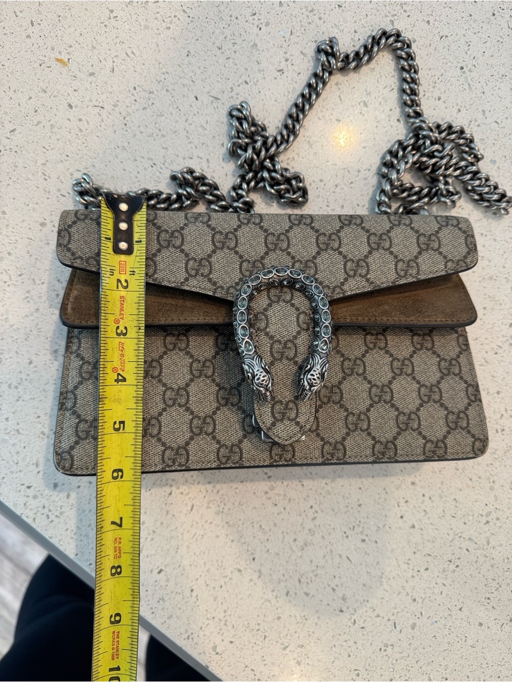 Gucci Beige GG Supreme Dionysus Chain Crossbody Bag - Picture 9 of 11